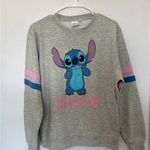 Disney Gray Sweatshirt with Blue and Pink Stitch Design Photo 1