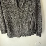 L.L.Bean  Sweater Womens Medium Black White Full Zip Cardigan Marled Knit Cotton‎ Photo 2