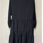 Ellen Tracy Women Black Casual Split Neck Tiered Sheer Flared Ruffled Dress M Photo 4