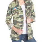 Mother Shirt Womens XS Green Linen Lyocell Camouflage Loose Veteran Button Up Photo 1