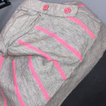 Gray and Pink Striped Short Sleeve cashmere Top Photo 2