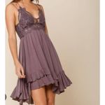 Free People  Women's Dress Adella Slip Mini Charcoal Gray Lace Feminine Size XS Photo 4