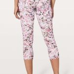 Lululemon  Wunder Under Crop Floral Print Tight Athletic Legging Womens 6 Pink Photo 8