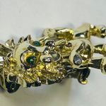 Gold Tone Lion Pin Brooch Green Rhinestone Eyes VERY SMALL Zoo Animal Vintage Photo 12