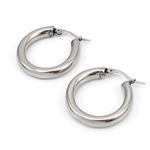 Boutique Chunky Tubular Hoop Earrings | White‎ Gold Filled Photo 1