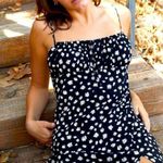 Garage  black mini tie front floral mini dress nwot fall boho classic casual Photo 0