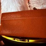 Michael Kors Vintage Cognac Leather Wallet Gold Logo Plate Photo 2