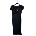 Hidden Brand Women's Sweetheart Neckline Twisted Front Bodycon Midi Dress Size L Black Size L Photo 3