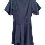 Tara Jarmon Pinstripe Midi Dress Size 38 Navy Blue Office Siren Boardroom Chic Size M Photo 0