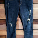 Hollister Womens Jeans Sz 11R Super Skinny Dark Blue 30x31 Ripped Distressed Photo 0
