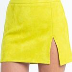 Skylar + Madison Lime Green Slit Mini Skirt Photo 0