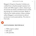 Maggie’s Organics Knit Sweater Culottes in Sea Salt Color (gray/green)New w/Tags Gray Size M Photo 2