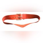 Norma Kamali  Leather Belt Sz. S Terra Cotta 2”W Square Buckle Classic Designer Photo 2
