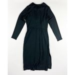 Vince NEW Twist Knot Detail Knit Stretch Long Sleeve Midi Sheath Dress Black M Photo 3