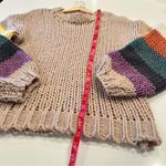 Colorful Chunky Knit Sweater Size S/M Tan Photo 4