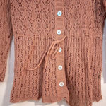 Peruvian Connection  light dusty rose eyelet knit cardigan spring bday crochet Photo 1