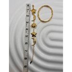 Gold Sun Moon Star Charm Bracelet + Bamboo Bangle Bundle Stainless Steel NWT Photo 6