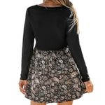 Cupshe  Paisley Print Lace A-Line Mini Dress Black Long Sleeve V Neck Sz Medium Photo 1