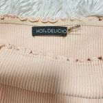 Half long sleeve pink lettuce trim crop top Photo 2