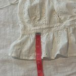 White Cotton Eyelet Peplum Crop Top Criss Cross Back Straps Size Small Photo 4