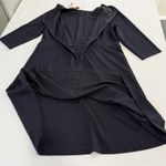 Talbots  Ponte Navy Blue Scarf Neck Nautical 3/4 Sleeve Flare Midi Dress Size 16‎ Photo 5