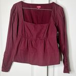 STAUD  Peggy Top Plum Cotton Poplin Peplum Blouse Size Large NWT Photo 5