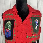 Designers Originals Studio Red Christmas Vest Petite Large PL Collared Vintage Size undefined Photo 1