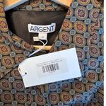NWT Argent Soft Shirt Dress in Silk Viscose Medallion Print Size Medium Brown Photo 3