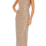 Mac Duggal  Sequin High Neck Sleeveless Column Gown Dress 10907 Taupe 2 Photo 0