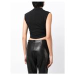 Reformation  Lindy Stretch-Cotton Top Black Organic Cotton Ruched Cropped Size XS Photo 1