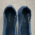 Coldwater Creek  Navy Blue Crochet Peep Toe Espadrille Wedge Sandals Photo 2