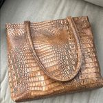 Kemestry leather embossed textured alligator croc skin shoulder bag USA Tan Photo 3