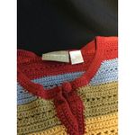 Liz Claiborne  Crochet‎ Knit Top Colorful Striped Short Sleeve Womens S/M Photo 3