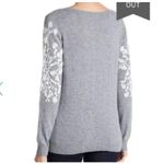 Rain + Rose Women's Large Sabo Floral Embroidered Pullover Sweater Gray Soft Photo 2