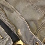 Grunge Biker Punk Streetwear Grey Black denim Motorcycle cargo bomber jacket coat long sleeve 3 stripes high mock neck Size XL Photo 4