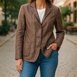 Eileen Fisher SILK TAUPE BROWN JACKET BLAZER M Photo 7