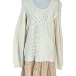 Anthropologie Cable Knit Skirted Wool Sweater Tunic Dainty Ballet Coquette Large Photo 2