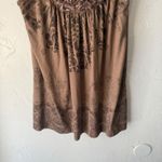 Y2k Cappuccino Tank Top Brown Floral Print Ruffle Neck Sleeveless Boho Going out Size L Photo 2