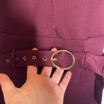 BGL Burgundy Office Solid Color Long Sleeve Squareneck Jumpsuit with Belt Sz S Red Photo 8