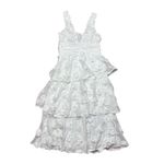 Lulus NWT  Exceptional Entrance White Sleeveless Tiered Rosette Midi Dress Size L Photo 7