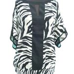 Cache Zebra Sheer Illusion Shirred Elastic Bottom Top PeekA Boo Shoulder $98 NWT Photo 0