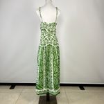 Farm Rio NWOT  Floral Delicate Tapestry Linen Drop-Waist Midi Dress Size XS Green Photo 10