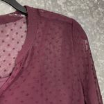 Massini NWT Women's Burgundy Boho Swiss Dot Peasant Blouse - Size Large - Sheer Photo 1