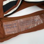 Robin Piccone  Simone Twist Bikini Bottom Extra Small NEW Stripe Swim Cocoa NWOT Photo 6