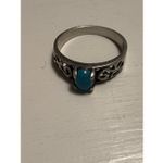 Genuine Turquoise Sterling Silver Ring (W.H. 925) – Filigree Scroll Band – Size Photo 6