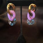 Boutique Purple Blue Gold Chain Necklace & Earring Set Photo 2