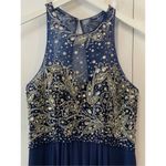 Faviana Glamour navy beaded gown Labeled Size 12 but altered Photo 4
