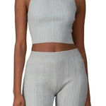 Derek Lam  10 Crosby Rheya Knit Crop Top Metallic Silver Gray XS Photo 0