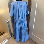 Nordstrom  Tiered Powder Blue Cotton Milkmaid Cottagecore Maxi Dress Short Sleeve Photo 5
