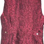 Erin London reptile dragon scale print zip up vest w/ cheetah print lining Med. Red Photo 2